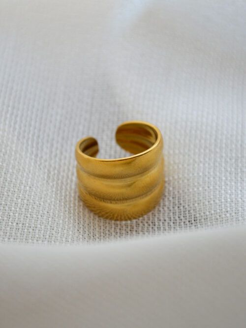 Anel Dourado Ajustável em Aço Inoxidável sem Níquel - Anel Luned | Celtiana