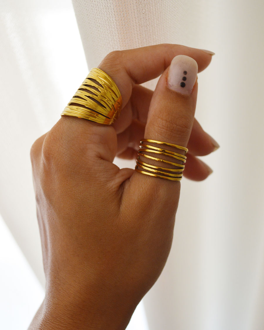 Anel Dourado Ajustável em Aço Inoxidável sem Níquel - Anel Sile | Celtiana