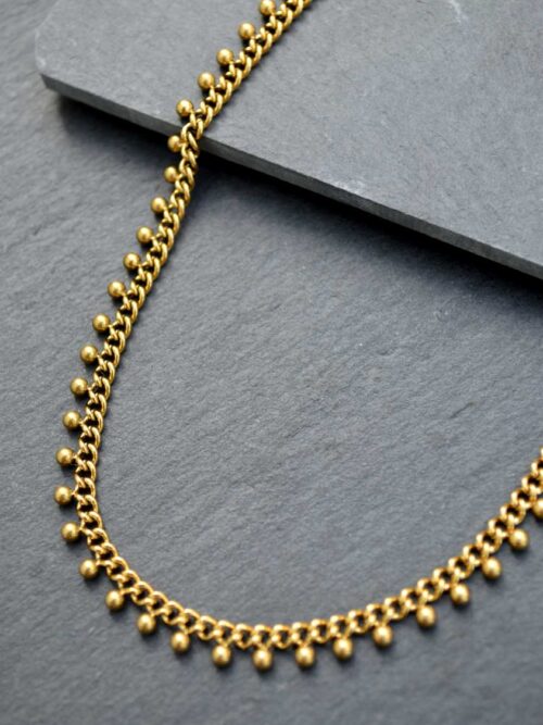 Colar dourado em Aço Inoxidável com bolinhas - Chocker Isolde | Celtiana